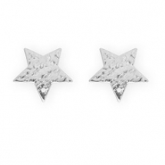Roestvrij stalen (RVS) Stainless steel onderdelen  oorbellen / oorstekers ster met oogje Silver