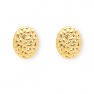 Roestvrij stalen (RVS) Stainless steel onderdelen  oorbellen / oorstekers ovaal met oogje Gold