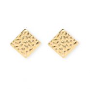 Roestvrij stalen (RVS) Stainless steel onderdelen  oorbellen / oorstekers vierkant met oogje Gold
