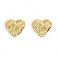 Roestvrij stalen (RVS) Stainless steel onderdelen  oorbellen / oorstekers hart met oogje Gold