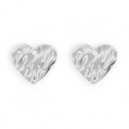 Roestvrij stalen (RVS) Stainless steel onderdelen  oorbellen / oorstekers hart met oogje Silver