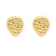 Roestvrij stalen (RVS) Stainless steel onderdelen  oorbellen / oorstekers druppel met oogje Gold