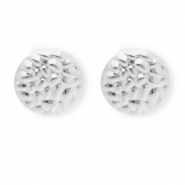 Roestvrij stalen (RVS) Stainless steel onderdelen  oorbellen / oorstekers rond met oogje Silver