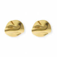 Roestvrij stalen (RVS) Stainless steel onderdelen oorbellen&nbsp;/&nbsp;oorstekers irregular rond met oogje Gold