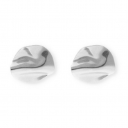 Roestvrij stalen (RVS) Stainless steel onderdelen oorbellen&nbsp;/&nbsp;oorstekers irregular rond met oogje Silver
