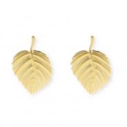 Roestvrij stalen (RVS) Stainless steel onderdelen oorbellen&nbsp;/&nbsp;oorstekers blad met oogje Gold