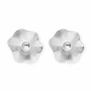 Roestvrij stalen (RVS) Stainless steel onderdelen oorbellen&nbsp;/&nbsp;oorstekers bloem met oogje Silver