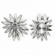 Button covers bloem Silver-crystal