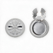 Roestvrij stalen (RVS) Stainless steel button covers rond met klaver Silver
