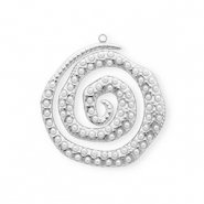 Roestvrij stalen (RVS) Stainless steel bedel spiraal met imitatieparels Silver-white