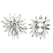 Button covers bloem Silver-crystal