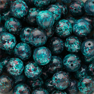12 mm glaskralen Multicolour teal