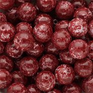 12 mm glaskralen Burgundy red-white