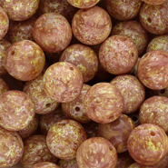14 mm glaskralen Light brown-yellow-white