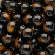 14 mm glaskralen Black-amber yellow