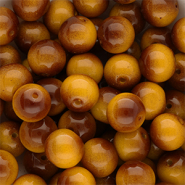 12 mm glaskralen Brown-amber yellow