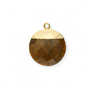Natuursteen bedels tijgeroog rond Golden brown-gold
