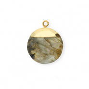 Natuursteen bedels labradoriet rond Grey-gold