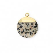Natuursteen bedels dalmatiër steen rond Greige-black-gold