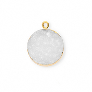 Natuursteen bedels kwarts rond White-gold