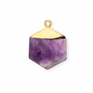 Natuursteen bedels amethyst hexagon Purple-gold