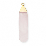 Natuursteen bedels kwarts druppel Light pink-gold