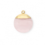 Natuursteen bedels kwarts rond Light pink-gold