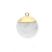 Natuursteen bedels maansteen rond White-gold