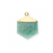 Natuursteen bedels veldspaat hexagon Green-white-gold
