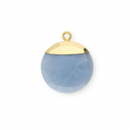 Natuursteen bedels chalcedoon rond Denim blue-gold