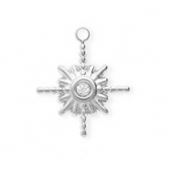 Roestvrij stalen (RVS) Stainless steel bedels met strass ster Silver-crystal