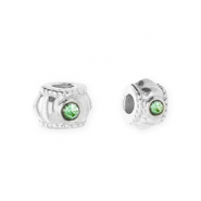 Roestvrij stalen (RVS) Stainless steel kralen spacer met strass 6mm Silver-green