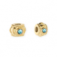 Roestvrij stalen (RVS) Stainless steel kralen spacer met strass 6mm Gold-blue