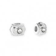Roestvrij stalen (RVS) Stainless steel kralen spacer met strass 6mm Silver-crystal
