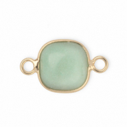 Natuursteen hangers tussenstuk 12x12mm Grayed jade green-gold