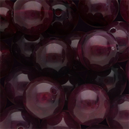 14 mm acryl kralen rond Aubergine purple-white marble