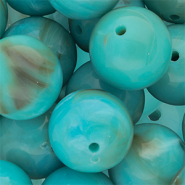 18 mm acryl kralen rond Turquoise blue-brown-white marble