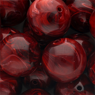 24 mm acryl kralen rond Burgundy red-white marble