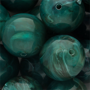24 mm acryl kralen rond Teal green-multicolour-white marble