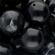 24 mm acryl kralen rond Black-white marble