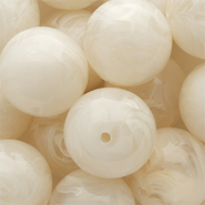 24 mm acryl kralen rond Off white-white marble