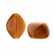 Acryl kralen ruit Brown-camel brown-white marble
