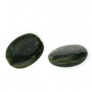 Acryl kralen ovaal Moss green-white marble