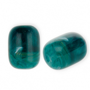 Acryl kralen tube Teal green-multicolour-white marble