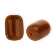 Acryl kralen tube Brown-camel brown-white marble