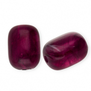 Acryl kralen tube Aubergine purple-white marble