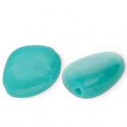 Acryl kralen irregular Turquoise blue-brown-white marble