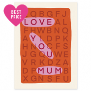 BY31&reg; Sieraden kaartjes "Love you mum" Off white-coral red-pink