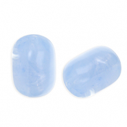 Acryl kralen tube Light blue-white marble