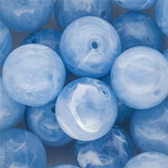 18 mm acryl kralen rond Light blue-white marble